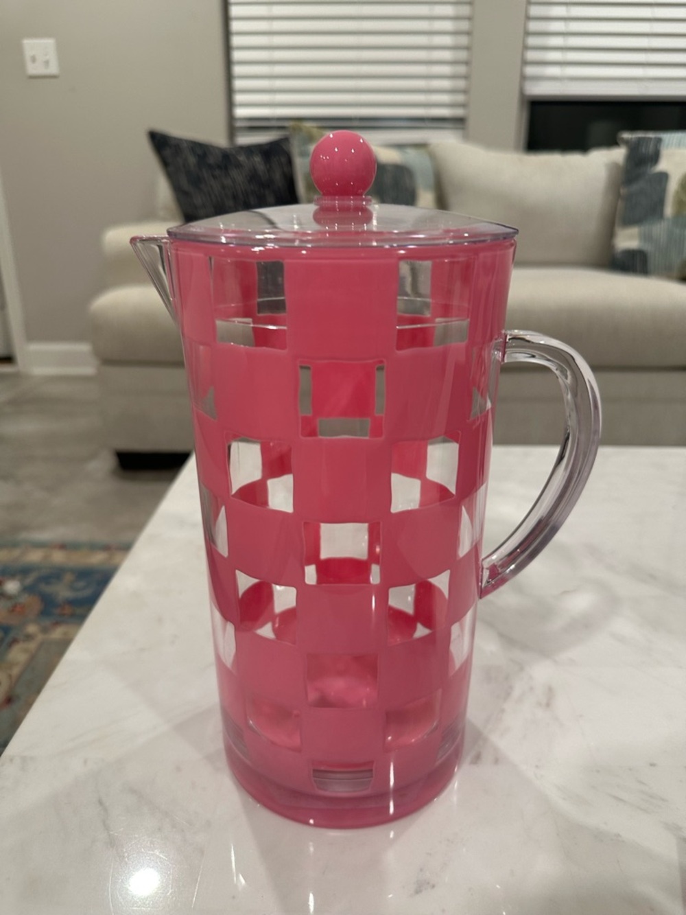 MacKenzie-Childs Pink Check Acrylic Pitcher NWT - Picture 4 of 7